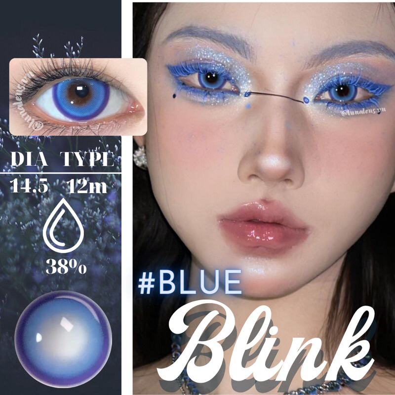 MỘT ĐÔI KÍNH ÁP TRÒNG MÀU XANH DƯƠNG SÁNG BLINK BLUE LENS CÓ ĐỘ CẬN NỘI ĐỊA TRUNG QUỐC SIÊU ÊM SIÊU MỀM