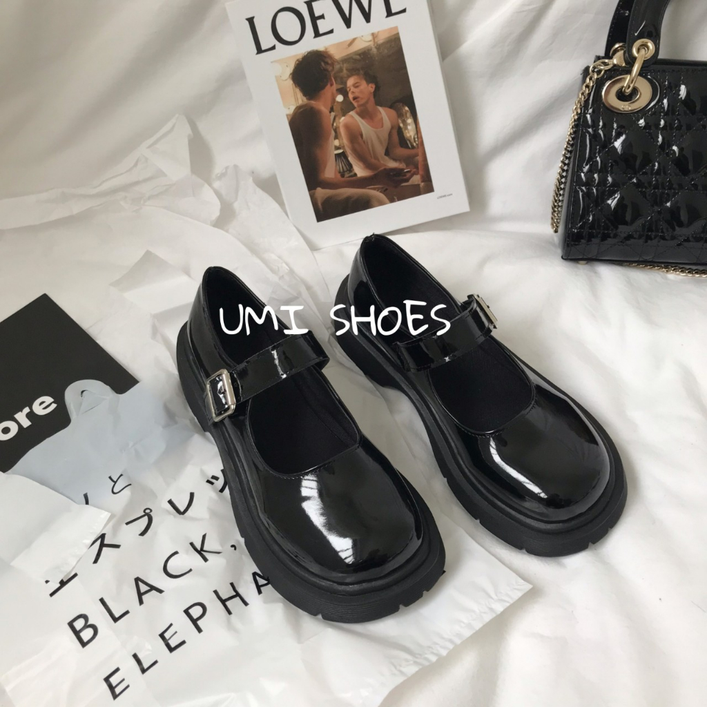 Giày Lolita Nữ Búp Bê Phong Cách Hàn Quốc đế bằng cao cute quai cài ngang da bóng/mờ mới xinh đẹp mũi tròn hot