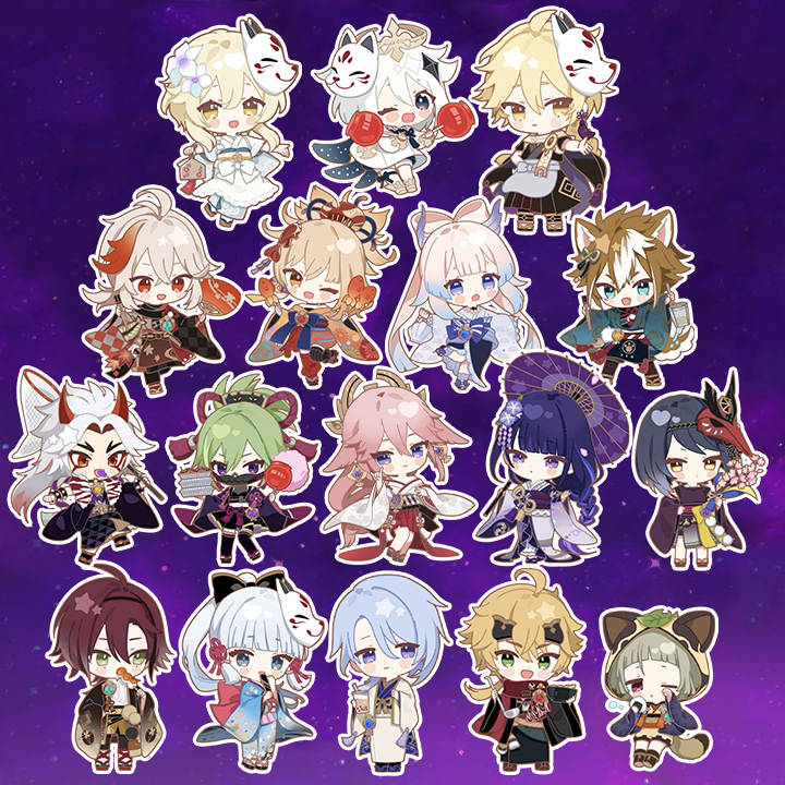 Sticker Genshin Impact - Inazuma Set - Hình Raiden, Miko, Ayaka, Ayato, Kazuha, Yoimiya, Kokomi, Itto, Kazuha