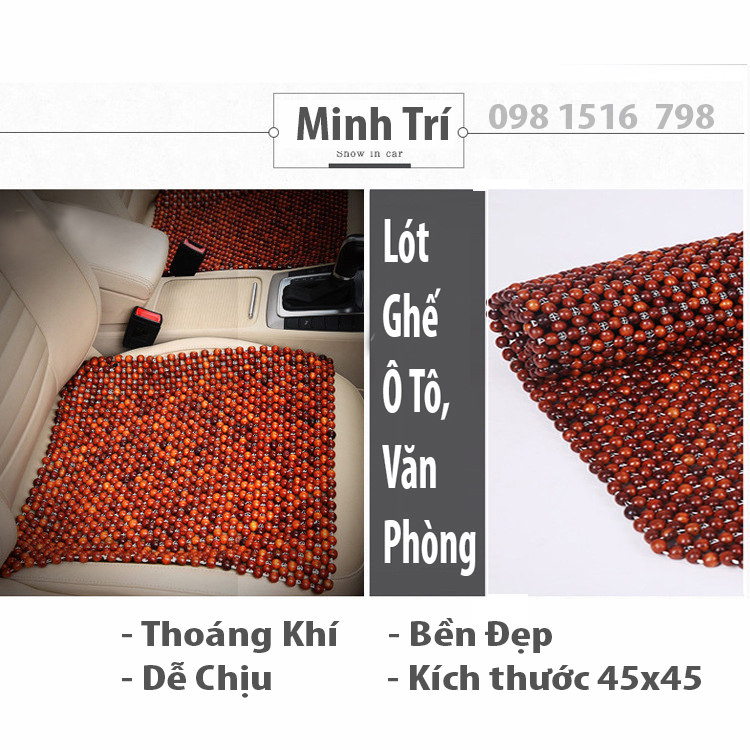 Tấm lót ghế hạt gỗ vuông 45*45 cho ô tô và văn phòng