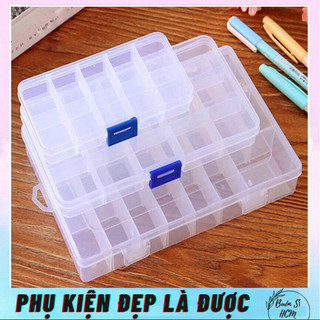 Hộp nhựa nhiều ngăn đựng linh kiện, trang sức, vật dụng linh tinh… các mẫu hộp 10/15/24/36 ngăn có nắp đậy