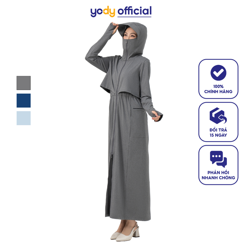 Áo chống nắng toàn thân nữ YODY áo nắng dài siêu mát vải mềm mịn thấm hút mồ hôi - ACN6010