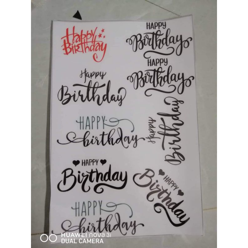 Deal can chữ và hình dán bánh sinh nhật