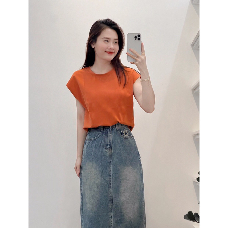 Áo phông cổ tròn VyVy cotton tay hến sát nách hàng VNXK phong cách trẻ trung năng động