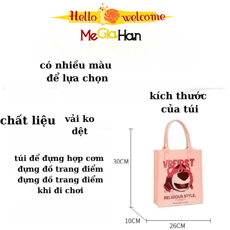 One Túi Xách Tay Đựng Hộp Cơm Trưa In Họa Tiết Hoạt Hình Dễ Thương Cho Học Sinh