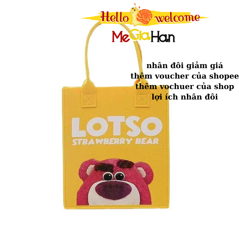 One Túi Xách Tay Đựng Hộp Cơm Trưa In Họa Tiết Hoạt Hình Dễ Thương Cho Học Sinh