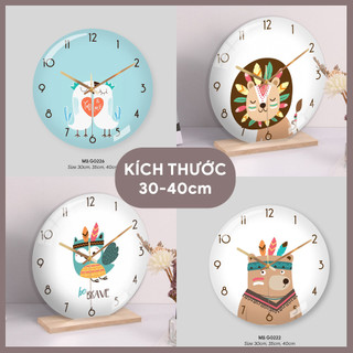 [SIZE 35cm - 40cm] Đồng Hồ Treo Tường Kim Trôi Không Tiếng Ồn, Đồng Hồ Treo Tường Hoa Kính Cường Lực