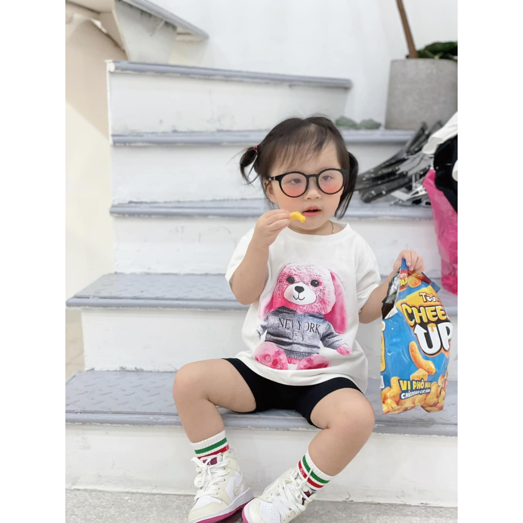 Áo thun bé gái, áo phông cộc tay bé gái hàng thiết kế Xún Lolakids 2 màu đen trắng