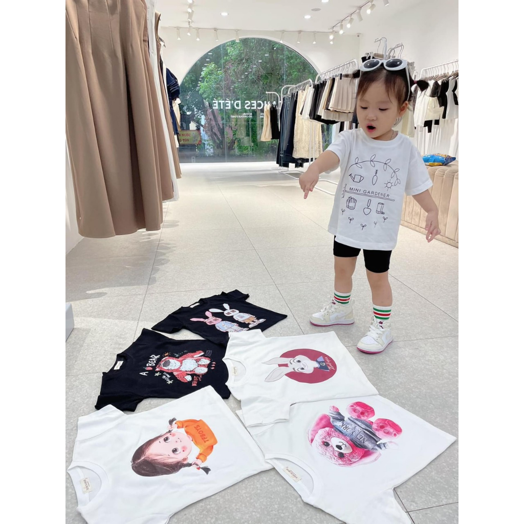 Áo thun bé gái, áo phông cộc tay bé gái hàng thiết kế Xún Lolakids 2 màu đen trắng