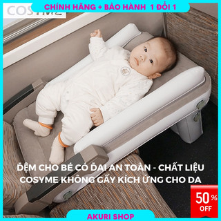 Nệm hơi ô tô cho bé hàng nhập khẩu , Đệm ngủ bơm hơi có đai an toàn, Giường ngủ bơm hơi cho bé đi xe hơi chất liệu tốt