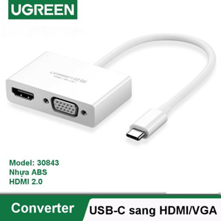 Cáp chuyển đổi USB type C to HDMI/VGA hỗ trợ full HD 3D 4Kx2K chính hãng Ugreen 30843 cao cấp