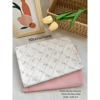 Linen hoạ tiết hoa sọc Nhà vải linen