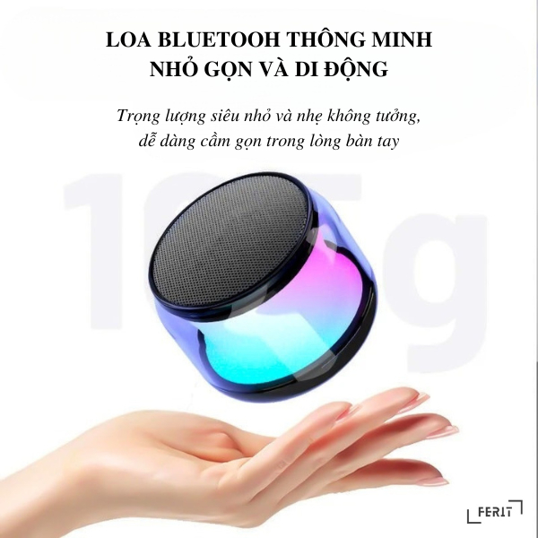 Loa bluetooth mini ánh sáng đổi màu xập xình theo tiếng nhạc sạc siêu nhanh dùng 8 tiếng âm thanh bass hay siêu vang