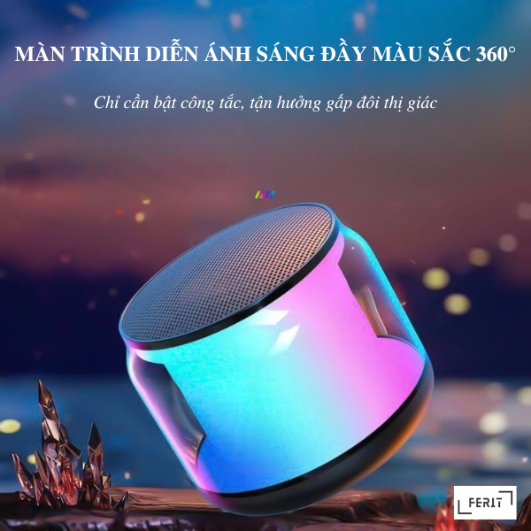 Loa bluetooth mini ánh sáng đổi màu xập xình theo tiếng nhạc sạc siêu nhanh dùng 8 tiếng âm thanh bass hay siêu vang