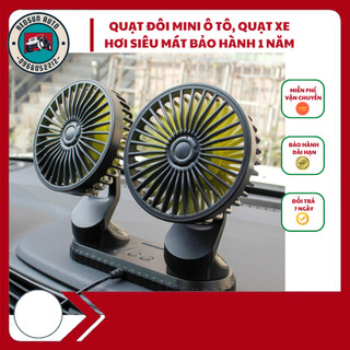 Quạt ô tô – quạt xe ô tô – quạt đôi mini 12v, 24v xoay thông minh – quạt đôi mini 360 độ công suất lớn để xe ô tô