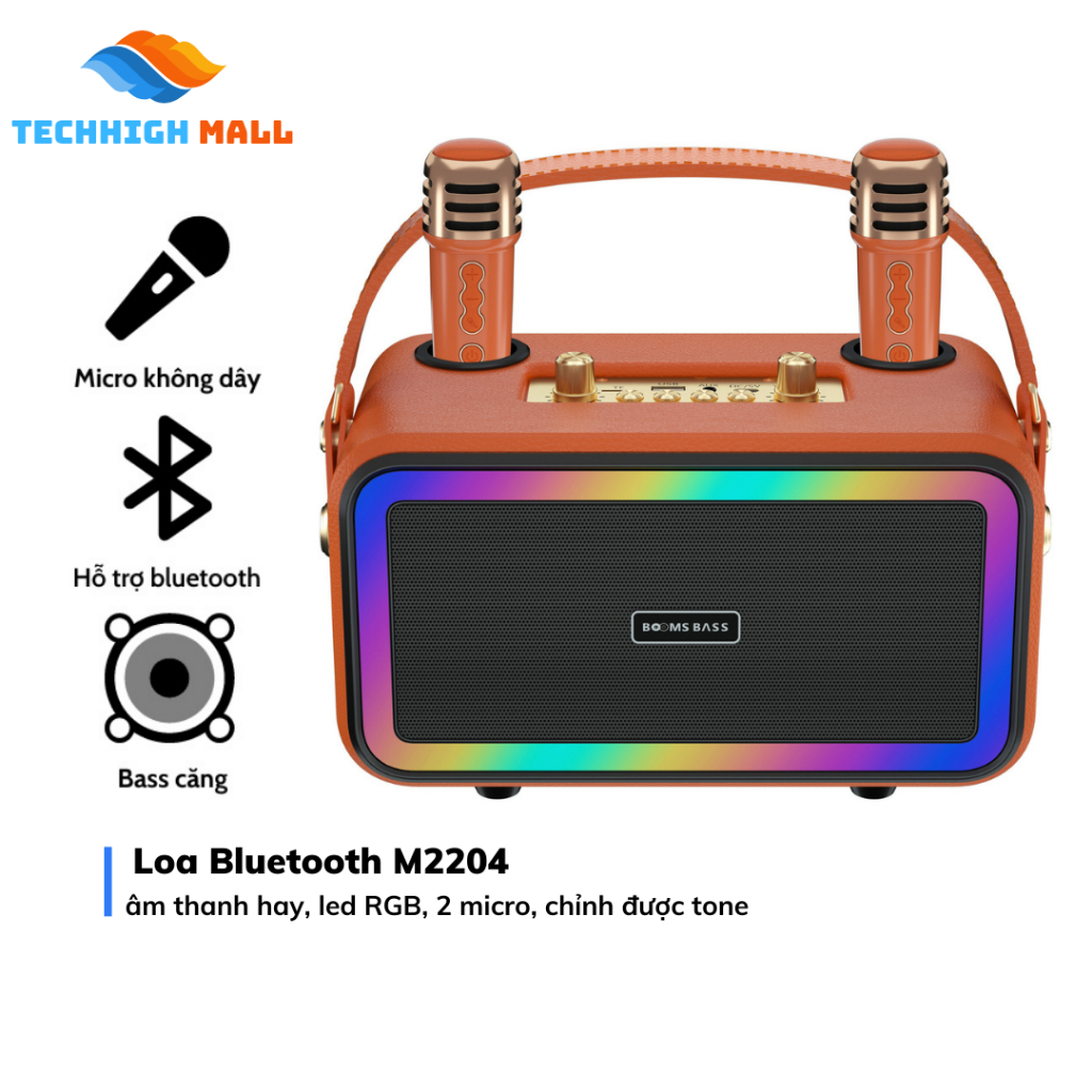 Loa Bluetooth Karaoke M3201 xách tay di động không dây Công suất lớn( Kèm 2 mic không dây) - TECHHIG MALL