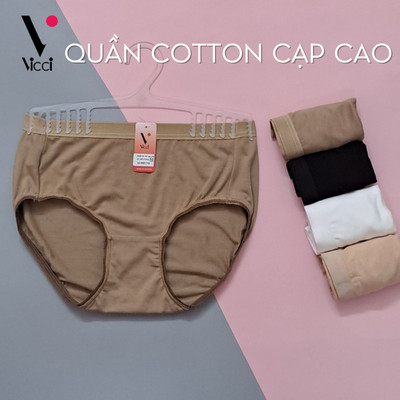 Quần lót nữ Vicci cotton cao cấp lưng cao gen nhẹ 105 mềm mại, êm ái, kháng khuẩn khử mùi màu Ca cao