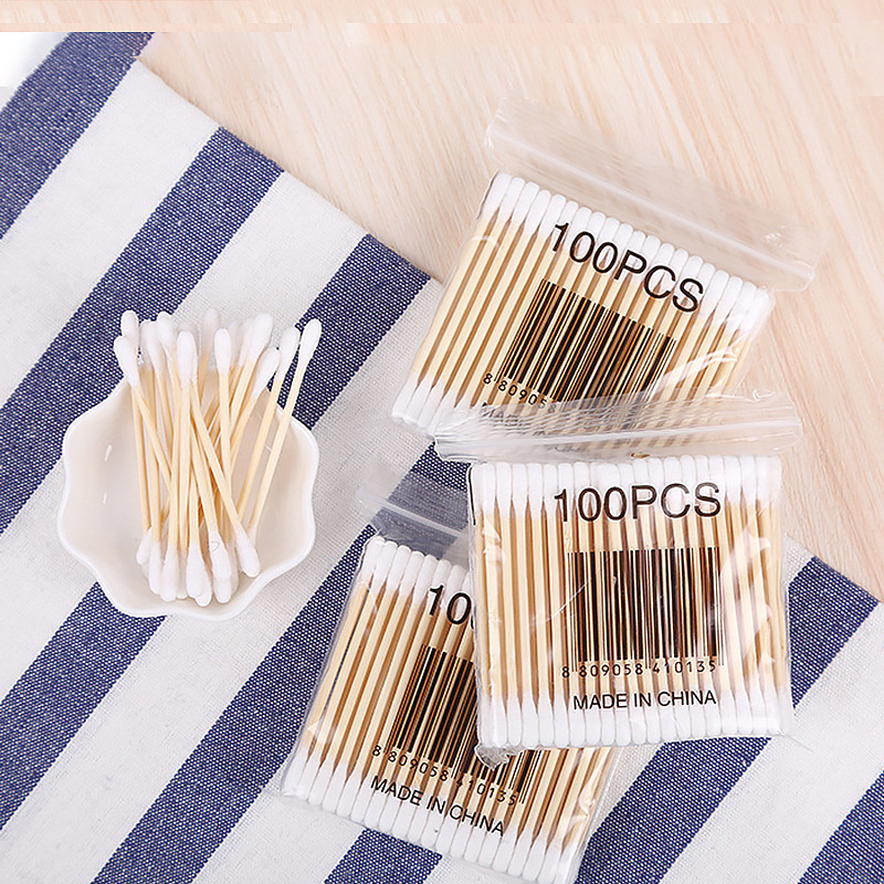 Tăm Bông Y Tế Gói 100 Chiếc Bằng Gỗ Tre Chắc Chắn Tiện Lợi Tăm Bông Ngoáy Tai Tre Thân Thiên Môi Trường