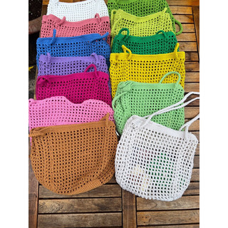 Túi đan móc handmade sợi cotton kiểu Hàn tiện dụng,đeo vai đeo chéo,nhiều màu