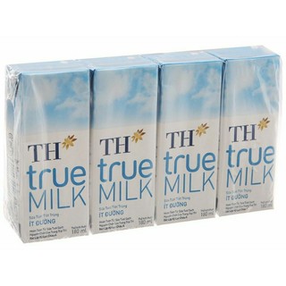 Lốc 4 hộp sữa th milk .ít đường 180ml