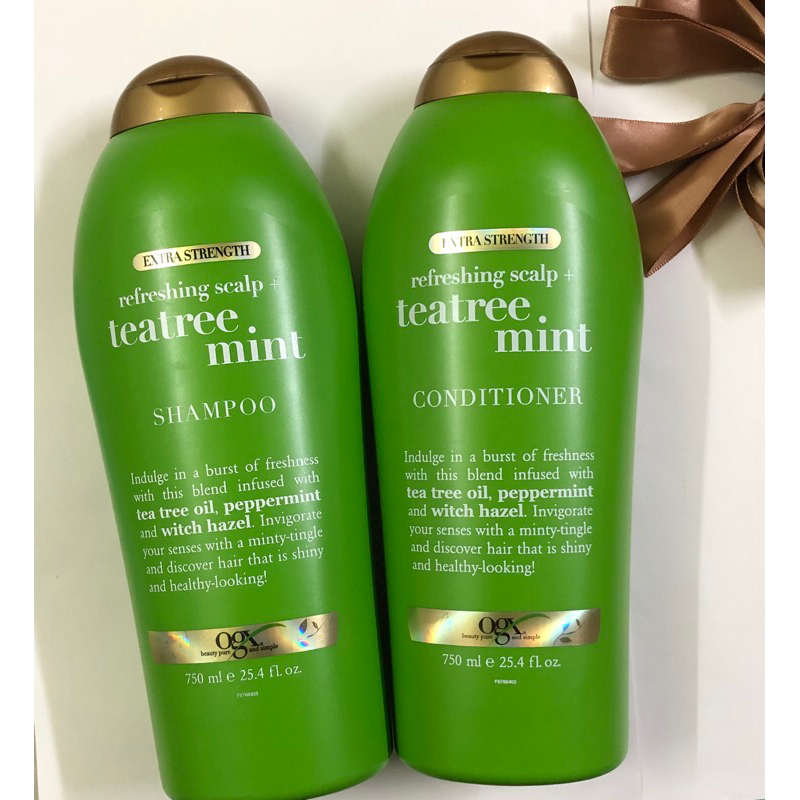 Dầu Gội Và Dầu Xả OGX Extra Strength Refreshing Scalp + Tea Tree Mint 577ml