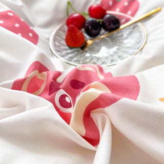 Bộ chăn ga gối Cotton Poly mặt gấu dâu