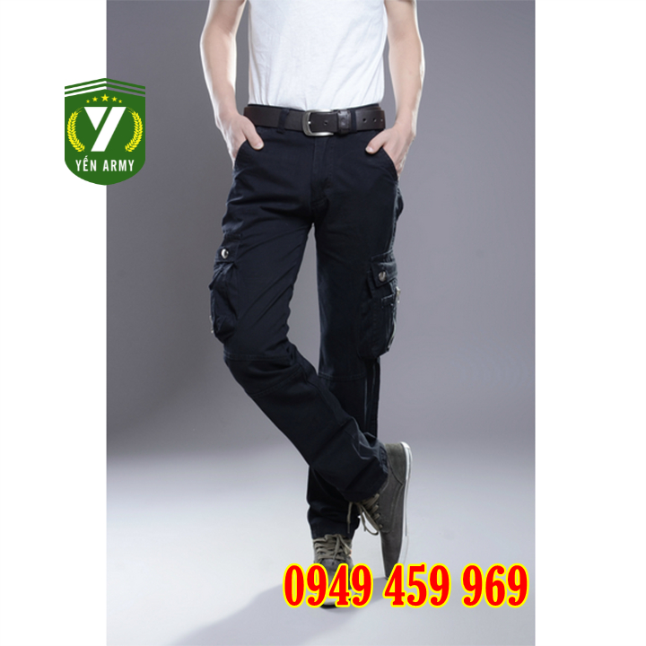 Quần Kaki Nam Túi Hộp Phong Cách Lính Màu Đen / Xanh Rêu - Mã Q2187