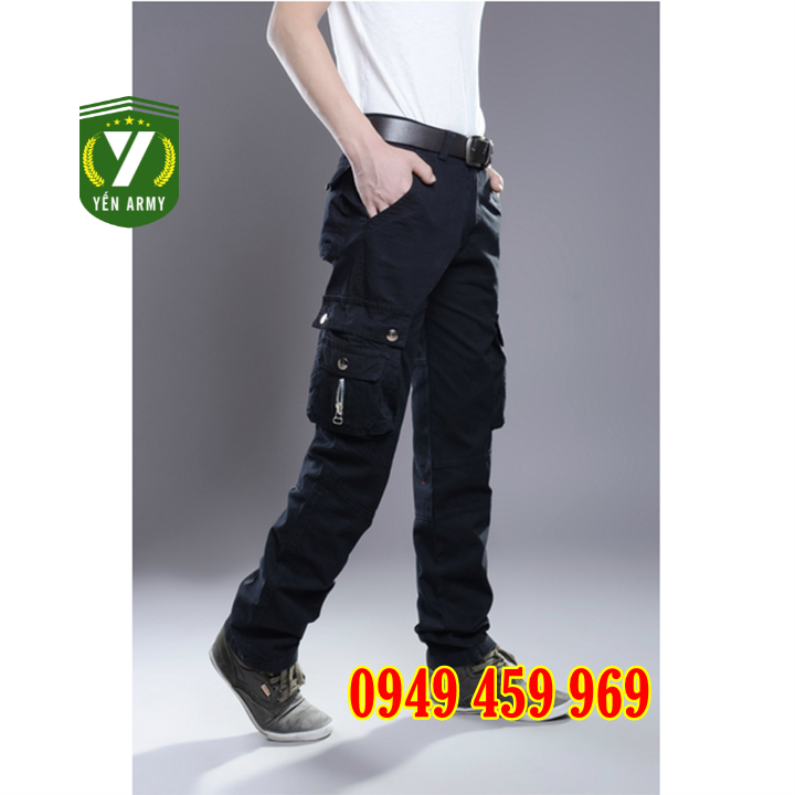 Quần Kaki Nam Túi Hộp Phong Cách Lính Màu Đen / Xanh Rêu - Mã Q2187