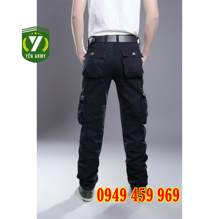 Quần Kaki Nam Túi Hộp Phong Cách Lính Màu Đen / Xanh Rêu - Mã Q2187