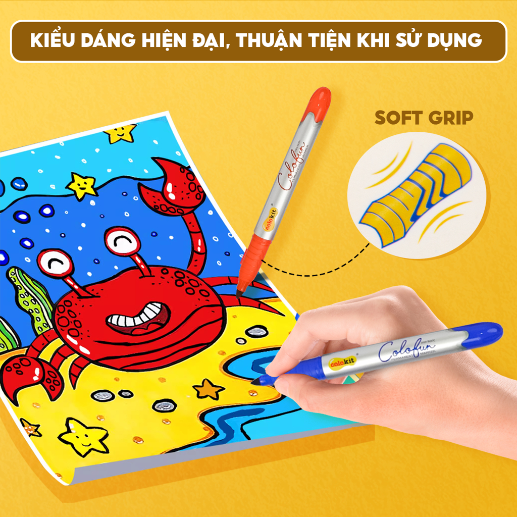 Hộp 12 Màu Bút Lông Dầu Colokit PM-C01 - Vẽ trên nhiều chất liệu Giấy, gỗ, da, nhựa, thủy tinh, kim loại, gốm, sứ,đĩa CD