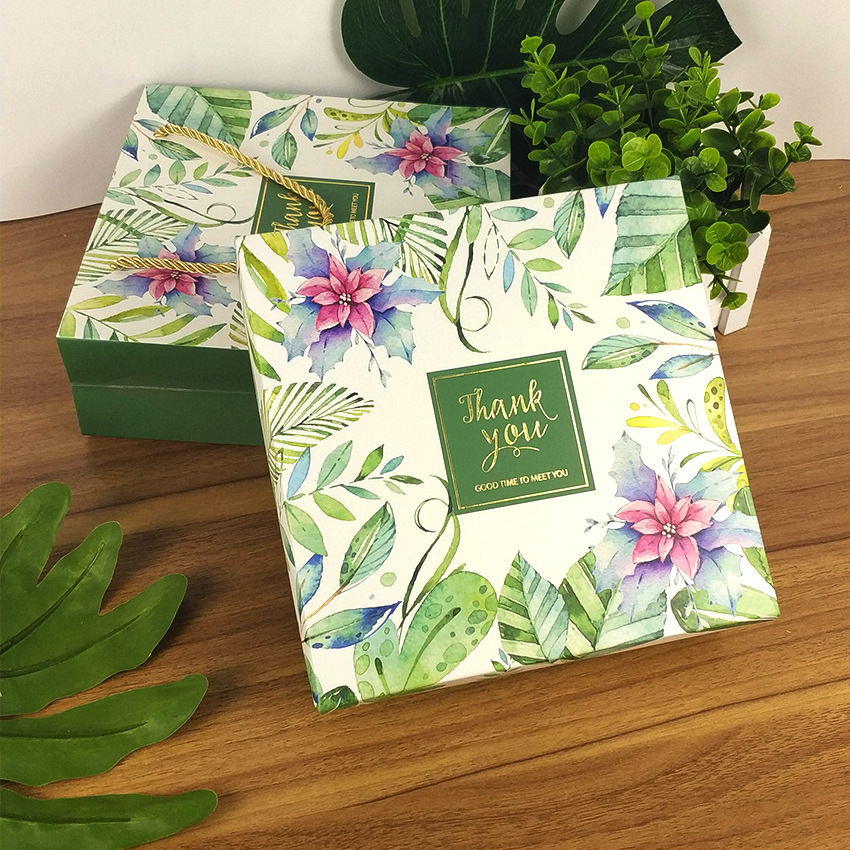 Hộp giấy đựng quà 20/10 vuông 20x20cm vân đá kèm túi + giấy rơm lót H19 Vuabaobi, hộp quà tặng màu hồng, trắng, xanh