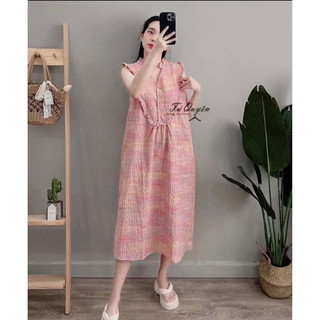 Váy bầu mùa hè cánh tiên hồng cầu vồng V41