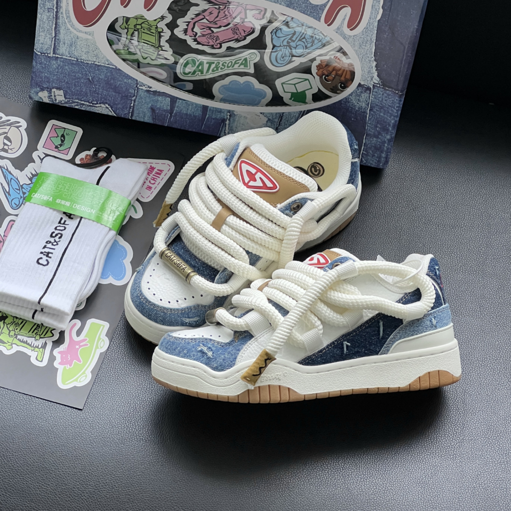 Giày Cat & Sofa Dread Locks Denim Blue Chính Hãng Giày - Thể Thao Bánh Mì Cat Sofa Phong Cách Cao Bồi