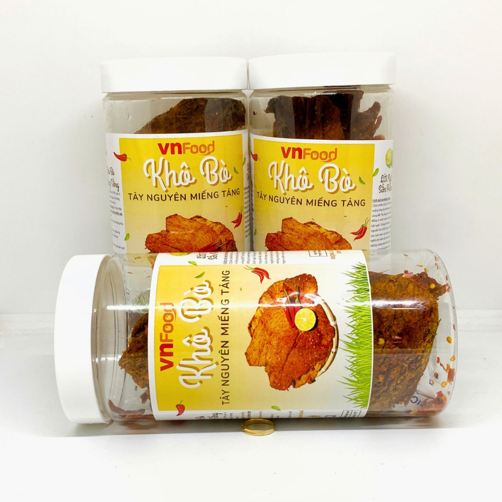Khô Bò Miếng Tảng Tây Nguyên 300Gr Xuất Khẩu | Đồ Ăn Vặt VnFood | Khô Bò Ăn Vặt