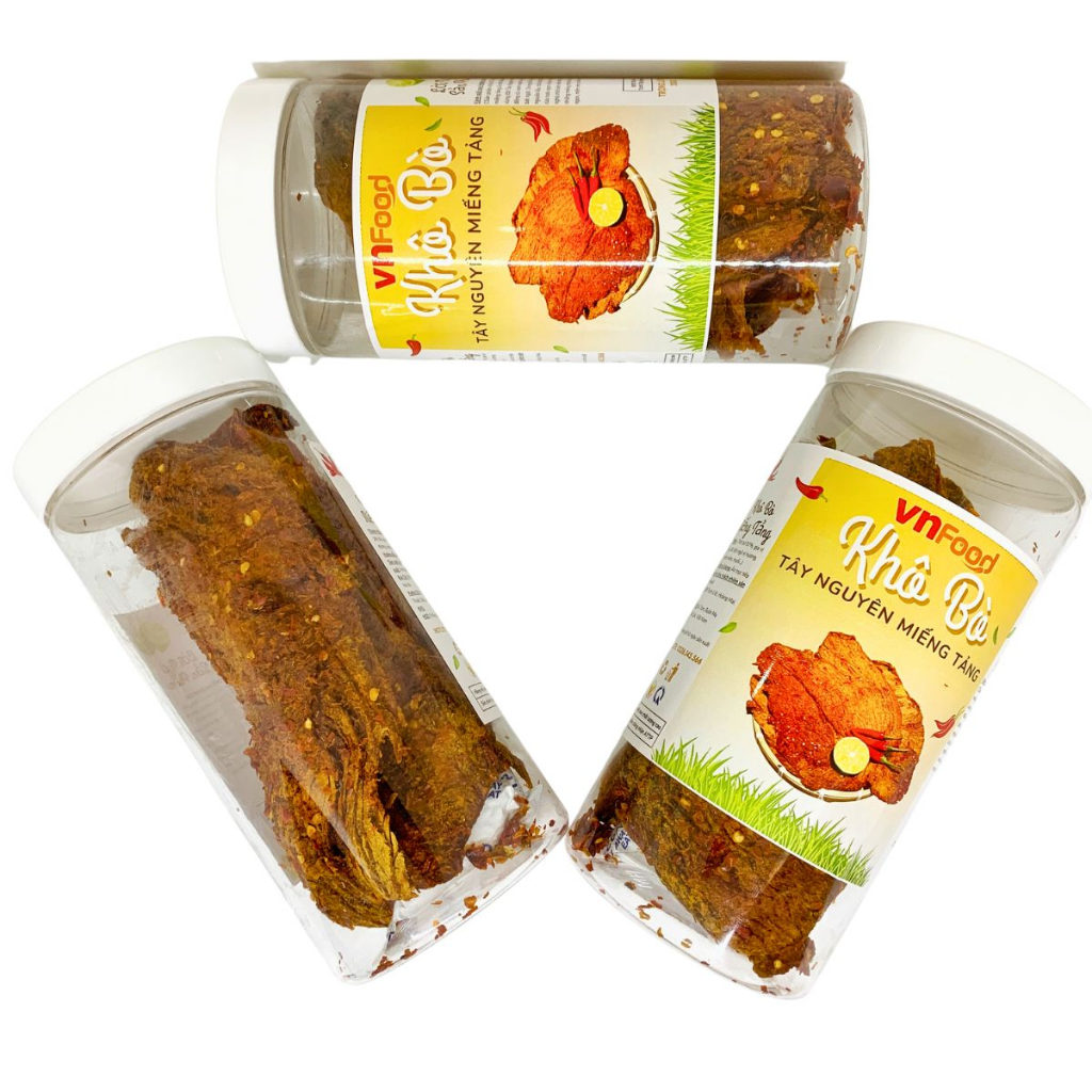Khô Bò Miếng Tảng Tây Nguyên 300Gr Xuất Khẩu | Đồ Ăn Vặt VnFood | Khô Bò Ăn Vặt