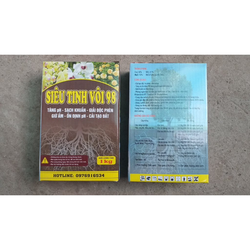 Siêu tinh vôi 98 - Siêu sát khuẩn ổn định độ PH - phân bón gói 1kg