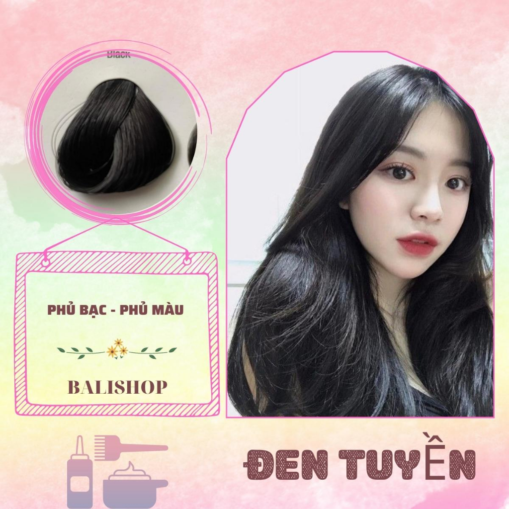 Nhuộm Tóc Màu Đen Tuyền Phủ Bạc Được Không Tẩy , Balishop Tặng Kèm Oxi Trợ Nhuộm Siêu Dưỡng , Mũ , Gang Tay