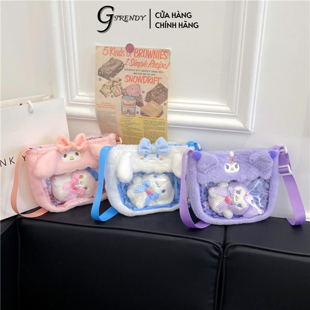 Túi Đeo Chéo Kèm Móc Khoá Kuromi, Melody, Cinnamoroll 22x16x5cm