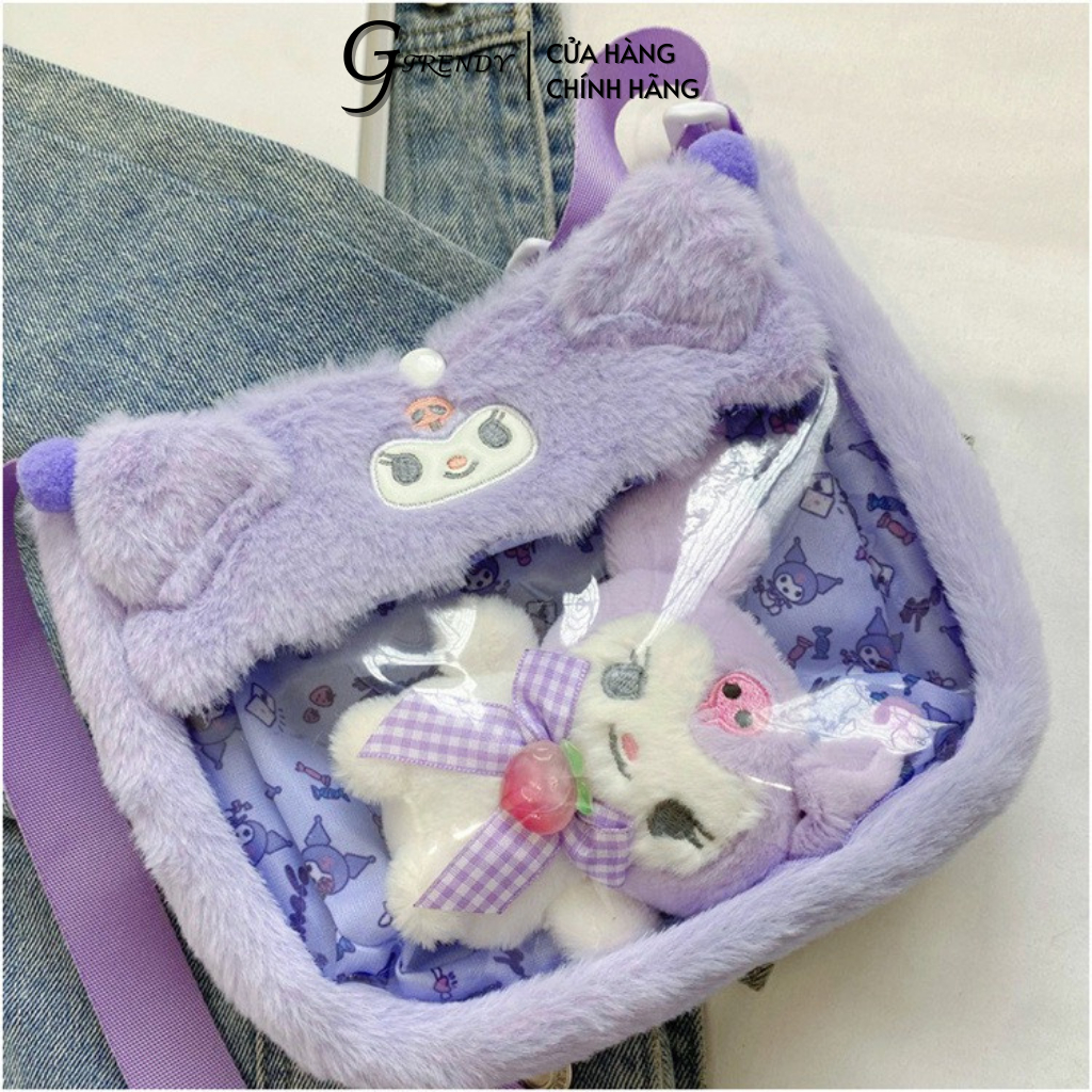 Túi Đeo Chéo Kèm Móc Khoá Kuromi, Melody, Cinnamoroll 22x16x5cm