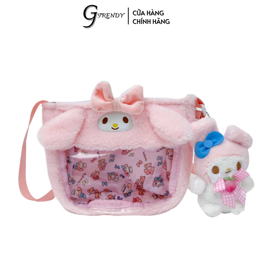 Túi Đeo Chéo Kèm Móc Khoá Kuromi, Melody, Cinnamoroll 22x16x5cm