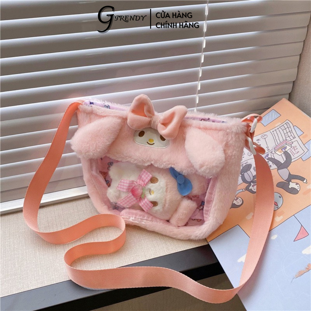 Túi Đeo Chéo Kèm Móc Khoá Kuromi, Melody, Cinnamoroll 22x16x5cm