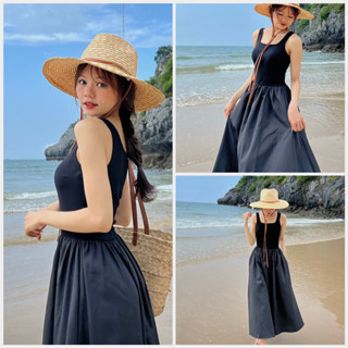 Váy maxi hai dây bản to Hamy đi biển thun