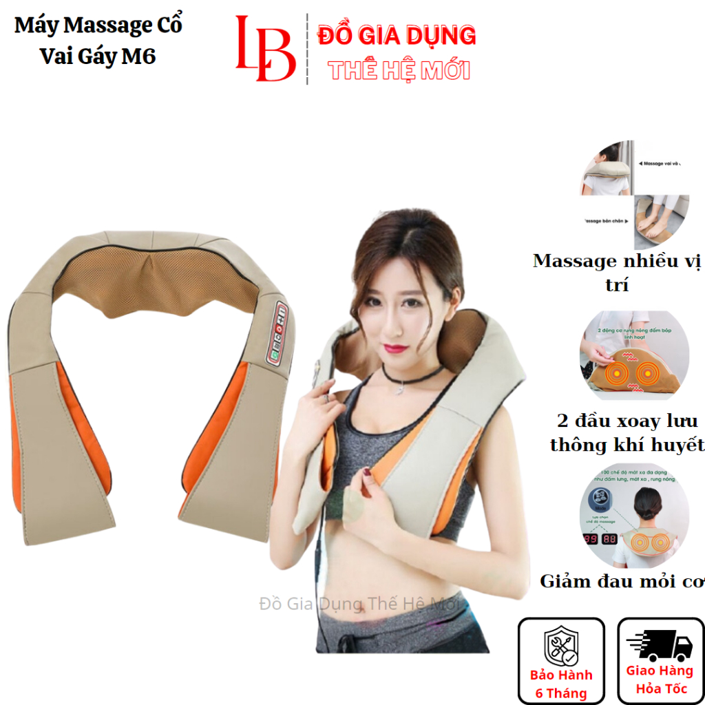 Máy massage cổ vai gáy trị liệu 6D MONK , Đai mát xa đấm lưng đa năng toàn thân, Bảo hành 9 tháng
