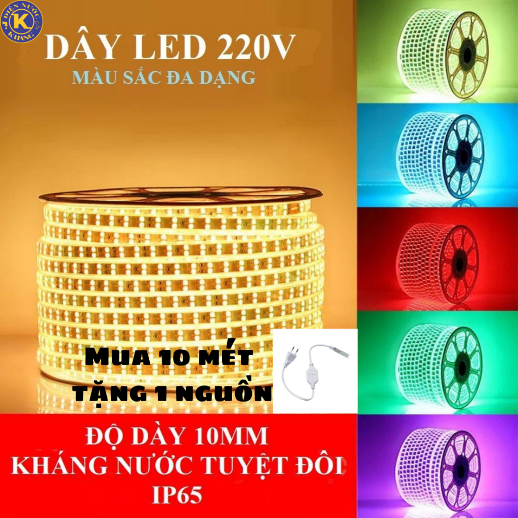 Dây 1 mét đèn led 2 hàng bóng 160 lét/mét, hắt trần, quấn cây, trang trí, kín nước 220V