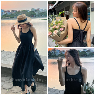 Váy đầm maxi hai dây đan lưng HaMy mặc đi biển thường ngày