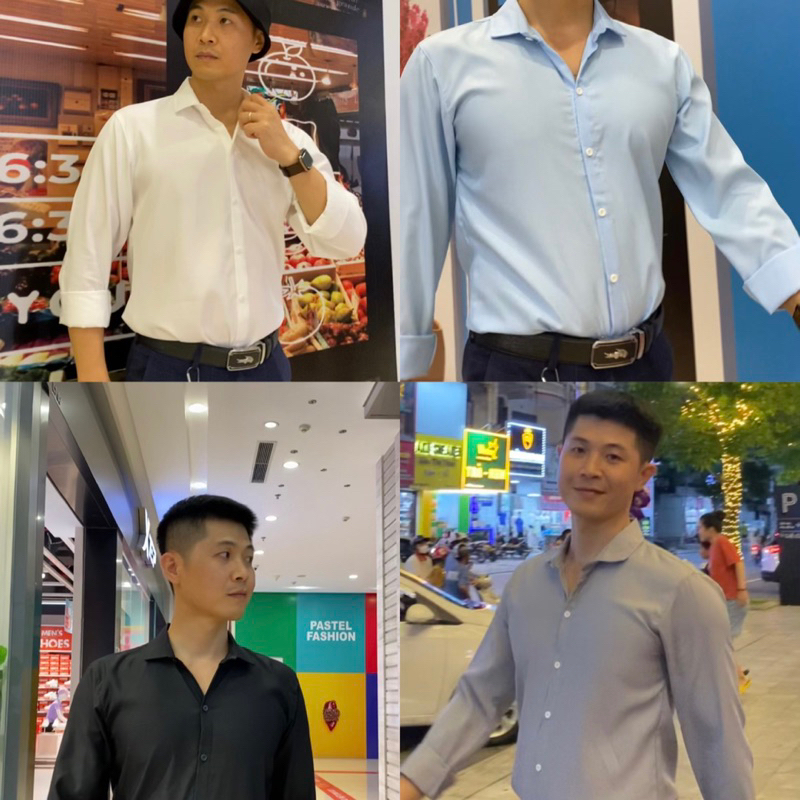 Áo sơ mi Nam trơn dài tay Xám | Chất lụa Thái, co giãn nhẹ, cổ mềm, mặc mát, thoải mái, kiểu dáng trẻ trung