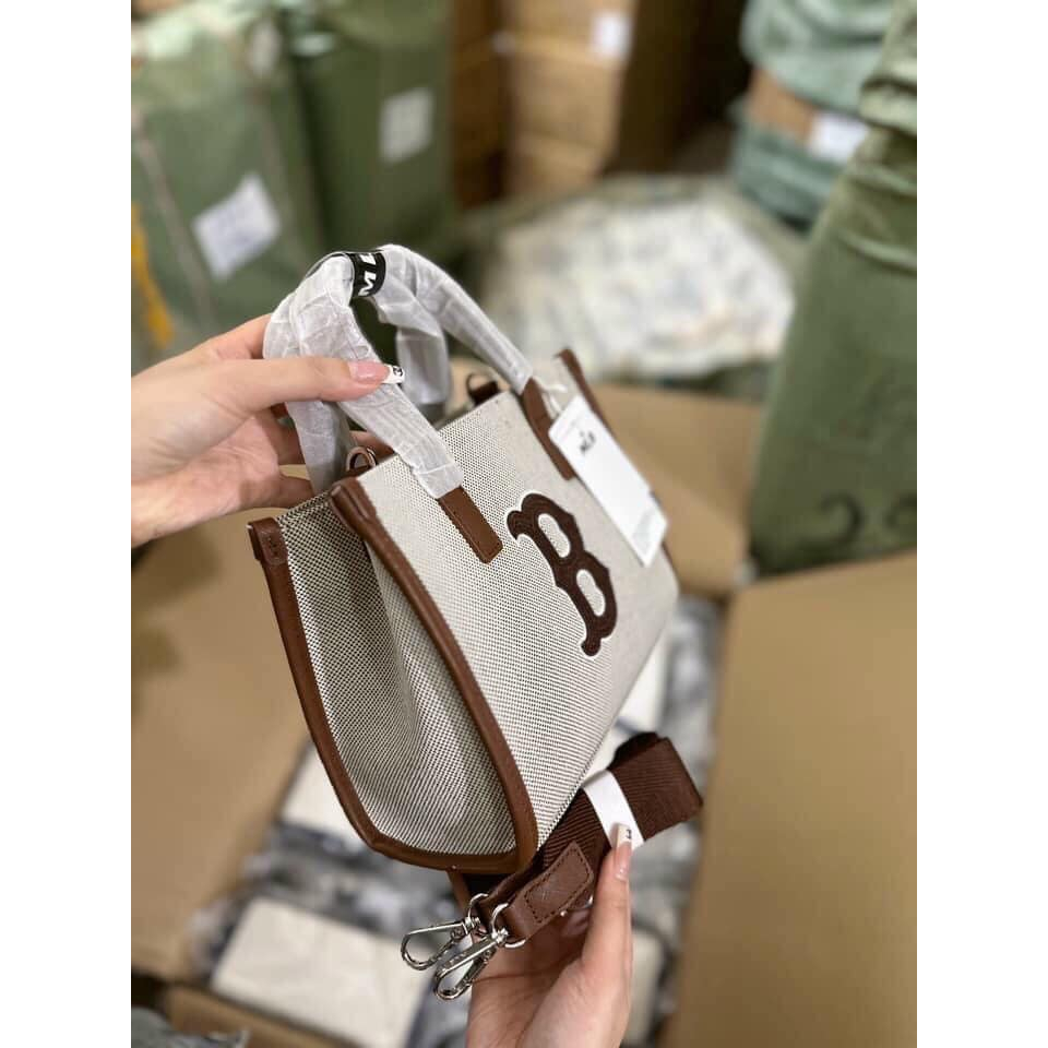 Túi Tote MLB Canvas Nâu 2 Quai Xách Mẫu Mới Nhà MLB size 23cm