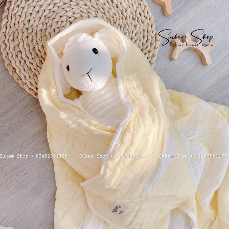 [Goodmama] Khăn tắm, khăn đa năng 6 lớp xô muslin siêu mềm mại cho bé sơ sinh kích thước 110x120cm