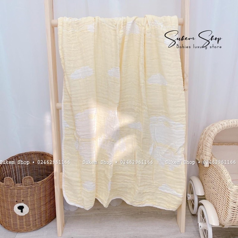 [Goodmama] Khăn tắm, khăn đa năng 6 lớp xô muslin siêu mềm mại cho bé sơ sinh kích thước 110x120cm