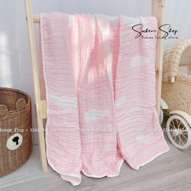 [Goodmama] Khăn tắm, khăn đa năng 6 lớp xô muslin siêu mềm mại cho bé sơ sinh kích thước 110x120cm